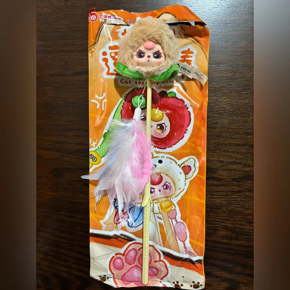 Baby Three Cat Teasing Stick Plush Series Confirmed Peach Boba